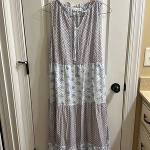 BNWOT Jules & James Blue & White Color Block Dress Boutique Maxi Dress
